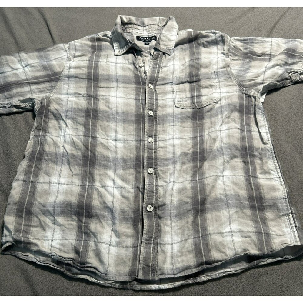 North River Outfitters Mens Plaid Short Sleeve Button Up Shirt Cotton Sz XL